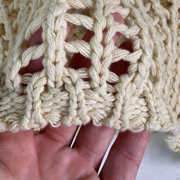 HYFVE Open Stitch Boxy Sweater Beige Crochet Knit Pullover Sweater Top Women's S - Picture 11 of 13